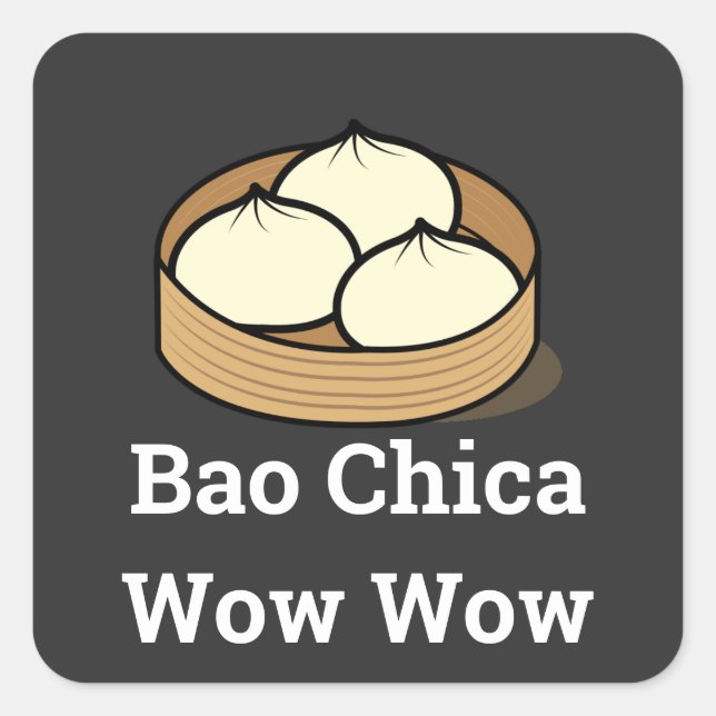 Cuadrada Bao Chica Wow Pegatina (Anverso)