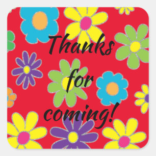 Cuadrada Bar Bat Mitzvah Pegatina cuadrado florido