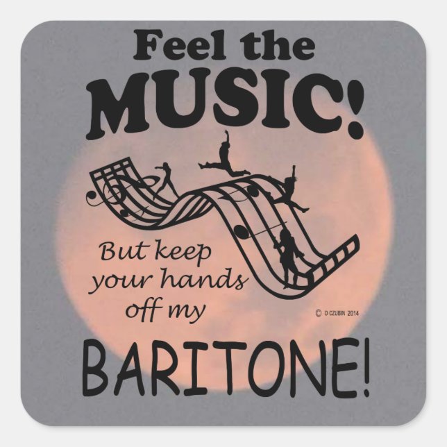 Cuadrada Baritone Siente Al Pegatina De Music Square (Anverso)