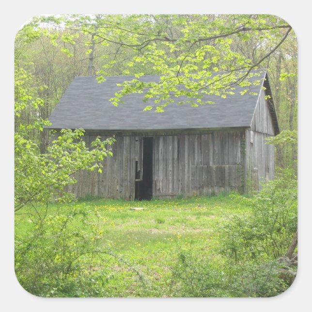 Cuadrada Barn en Pegatina de primavera (Anverso)