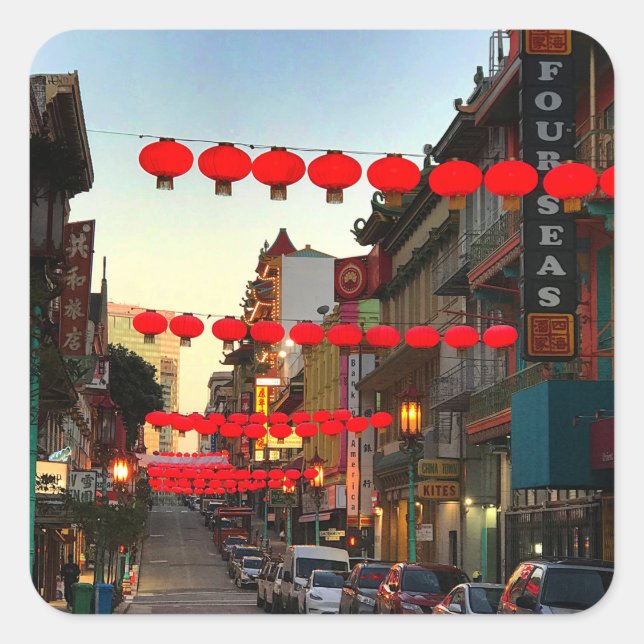Cuadrada Barrio Chino de San Francisco #9 Pegatina (Anverso)