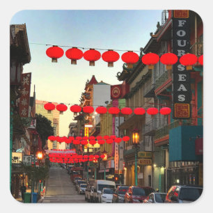 Cuadrada Barrio Chino de San Francisco #9 Pegatina