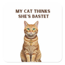 Bastet Cat Ancient Premium Pegatina Gold Ankh