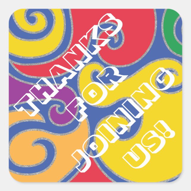 Cuadrada Bat Bat Mitzvah Silvery Swirls Square Pegatina (Anverso)