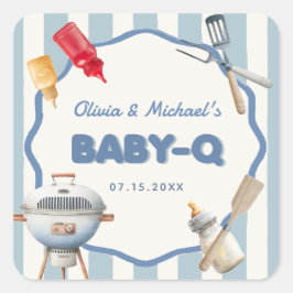 Cuadrada BBQ BQ Bebé Q Pegatina Baby Shower