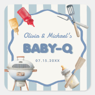 Cuadrada BBQ BQ Bebé Q Pegatina Baby Shower