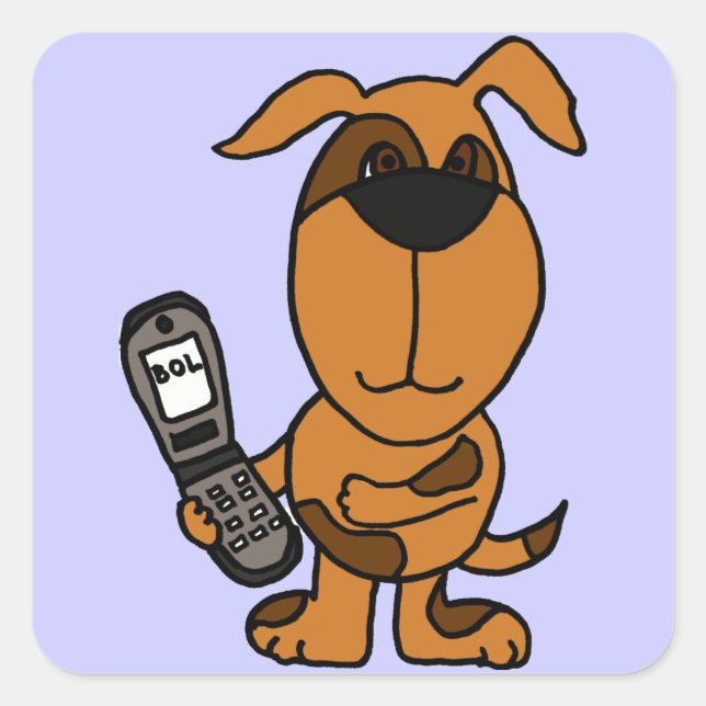 Cuadrada BC- Divertido Pegatina de Textos de Perro Cachorro (Anverso)