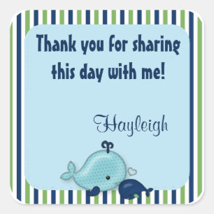 Cuadrada Bebé de ballena pequeña mami pegatina cuadrado del