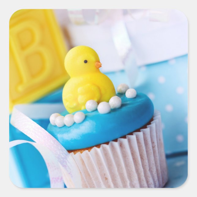 Cuadrada Bebé ducha Pegatina (Anverso)