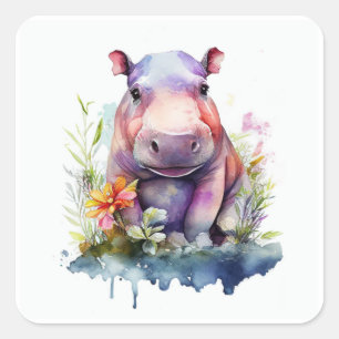 Cuadrada Bebé Hippo Square Pegatina