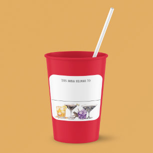 Cuadrada Beber Pegatina Marker Nombre fiesta de Brujas Hall