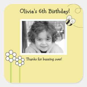 Cuadrada BEE FELIZ Bumble Bee Photo SQUARE Pegatina