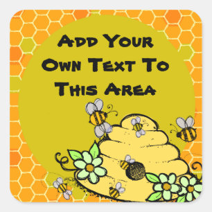 Cuadrada Beehive y Pegatina de abejas personalizadas