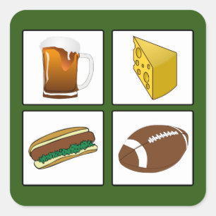 Cuadrada Beer Cheese Brats Football Wisconsin Pegatina