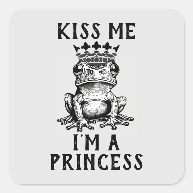 Cuadrada Bésame, soy un Pegatina de princesas (Anverso)