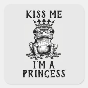 Cuadrada Bésame, soy un Pegatina de princesas