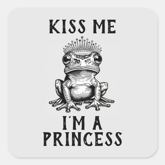 Cuadrada Bésame, soy un Pegatina de princesas (Anverso)