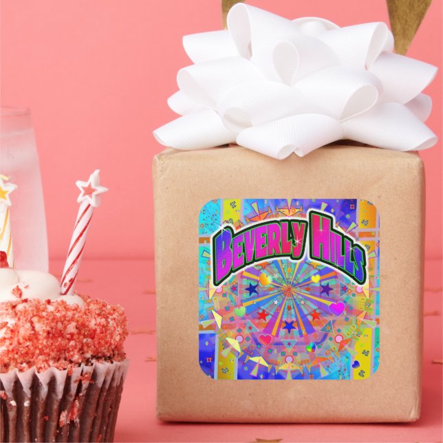 Cuadrada Beverly Hills Cosmic Unity Pegatina (Fiesta)