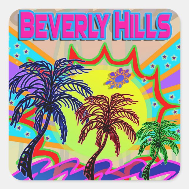 Cuadrada Beverly Hills Eternal Pegatina (Anverso)