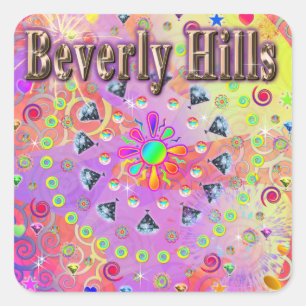 Cuadrada Beverly Hills Lucky Golden Pegatina