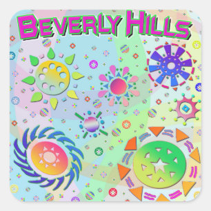 Cuadrada Beverly Hills Seven Suns & Energy Pegatina