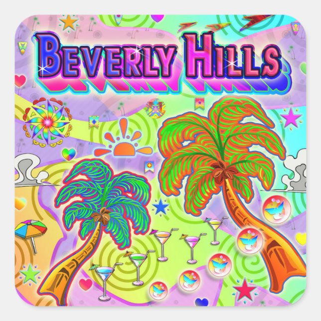 Cuadrada Beverly Hills Vacation Target Pegatina (Anverso)