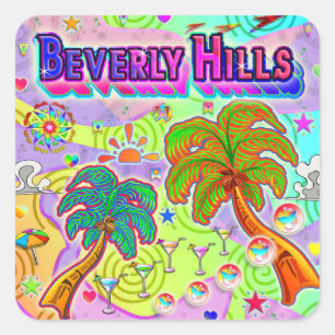 Cuadrada Beverly Hills Vacation Target Pegatina