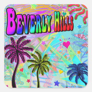 Cuadrada Beverly Hills Vivid Romance Pegatina