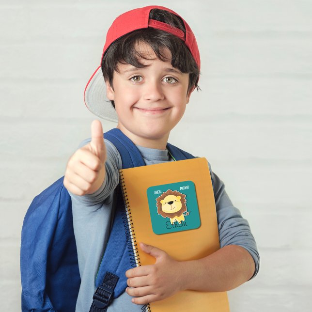 Cuadrada ¡Bien hecho! [Insertar nombre del niño] Pegatina c (Subido por el creador)
