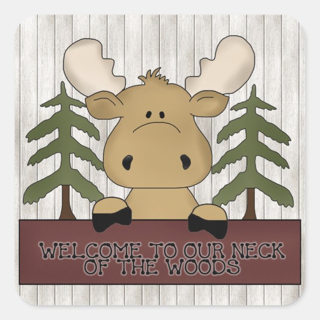 Cuadrada Bienvenidos a nuestro pegatina del bosque (Anverso)