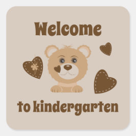 Cuadrada Bienvenidos al Pegatina de Oso Infantil