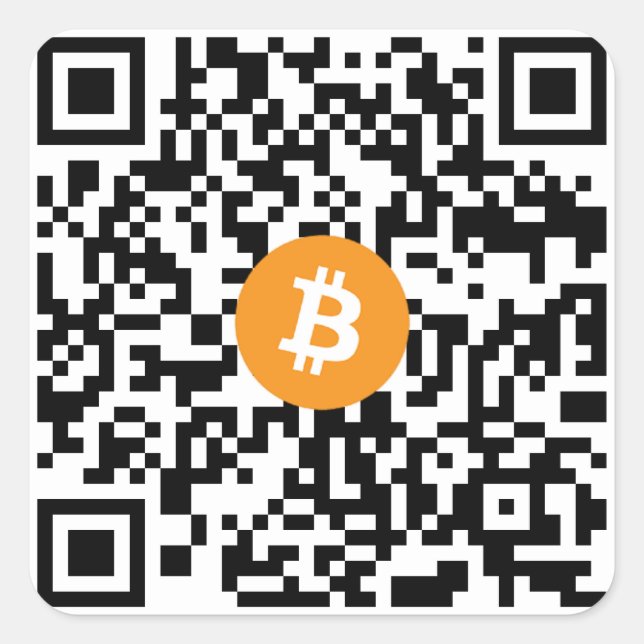 Cuadrada Bitcoin Código QR Pegatina pequeño (hoja de 20) (Anverso)