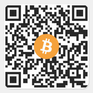 Cuadrada Bitcoin Código QR Pegatina pequeño (hoja de 20)