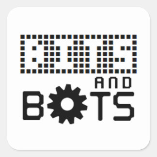 Cuadrada Bits y bots de Pegatina blanco