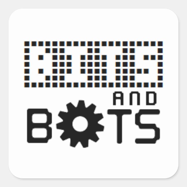 Cuadrada Bits y bots de Pegatina blanco (Anverso)
