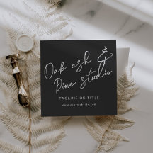 Black Modern Boho QR Code tarjeta de visita