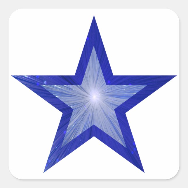 Cuadrada Blanco cuadrado pegatina de Estrella Azul oscuro (Anverso)