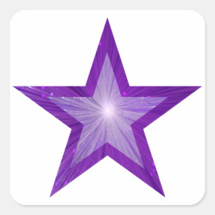 Cuadrada Blanco cuadrado pegatina de estrella púrpura