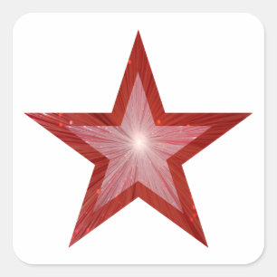 Cuadrada Blanco pegatina cuadrado de Estrella Roja