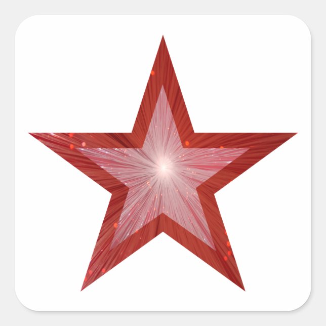 Cuadrada Blanco pegatina cuadrado de Estrella Roja (Anverso)