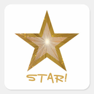 Cuadrada Blanco pegatina cuadrado "STAR", estrella dorada