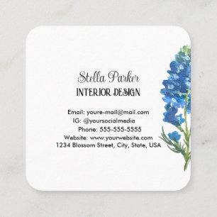 Cuadrada Bluebonnets Elegante tarjeta de visita Floral Texa