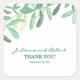 Cuadrada Boda Botánico Moderno Gracias Pegatina Favor