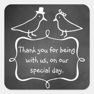 Cuadrada Boda de Chalkboard Gracias Pegatina
