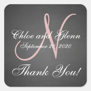Cuadrada Boda de Chalkboard Pegatina de agradecimiento pers