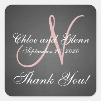 Cuadrada Boda de Chalkboard Pegatina de agradecimiento pers
