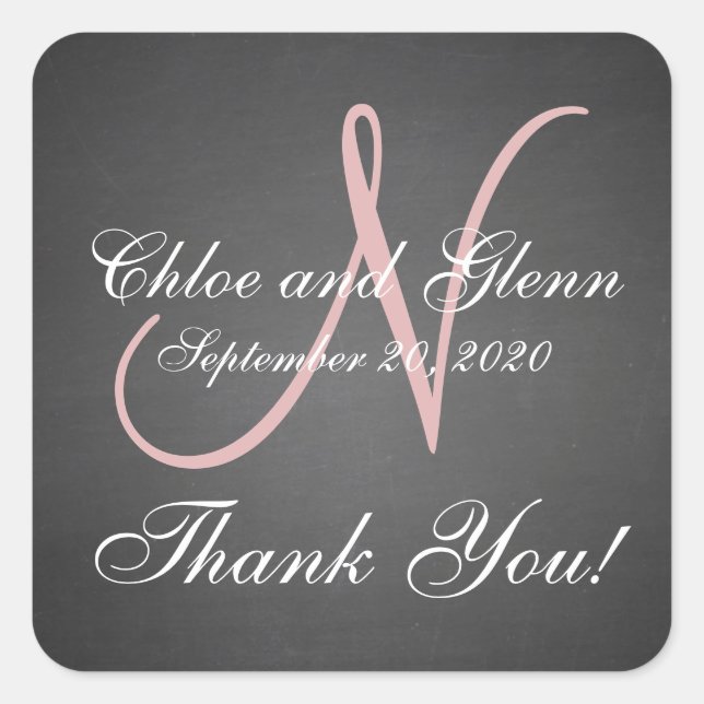 Cuadrada Boda de Chalkboard Pegatina de agradecimiento pers (Anverso)