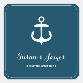Cuadrada Boda de la Armada Náutica  Plaza Favor Pegatina