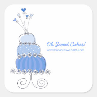 Cuadrada Boda de Moda azul capricho Pegatina de tarta