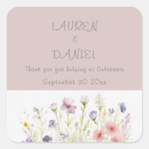 Boda floral limpio simple Pegatina personalizado